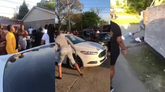 Mothers big swing in the fight against daughter! ????????