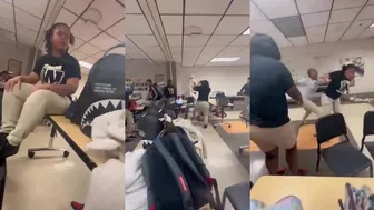 Wild School Fight In Classroom