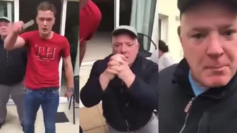 Father And son stand strong for their home.