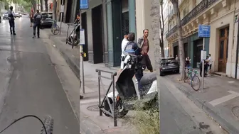 Man Calmly Subdues Violent Individual In Front Of Police