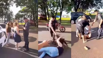 Crazy Women Hitting A Police Officer!