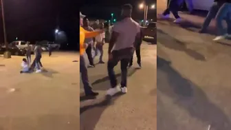 Big Man Knocks Out Multiple Attackers In Street Fight Clips