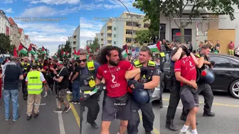 Violent Arrest Of A Protester During A German March