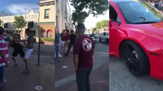 Man kicks audi r8 for being too loud - fight ensues