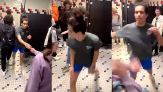 Two Guys Slapboxing In The Restroom