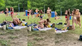 Two Girls Fight Near A Lake ????