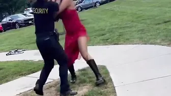 Security guard showed us his patience in daily fights.