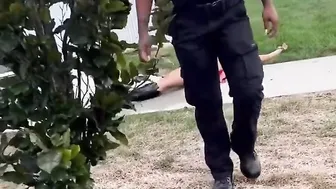 Security guard showed us his patience in daily fights.
