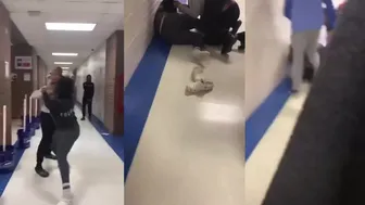 Girl fights In The Hallway