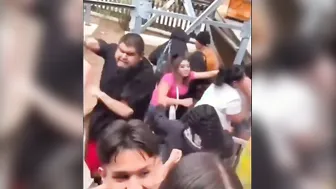 Big guy whacks up girls who disrespected his wife.