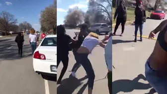 Girlfights Caught On Camera: Woman Jumps Back After Group Confrontation!