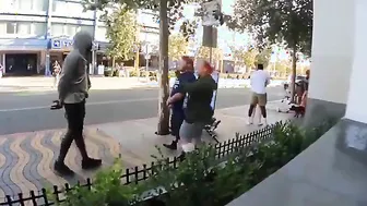 Loudmouth Woman Beats Up Boyfriend; Then The Rescue Arrives