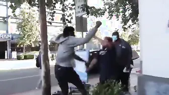 Loudmouth Woman Beats Up Boyfriend; Then The Rescue Arrives