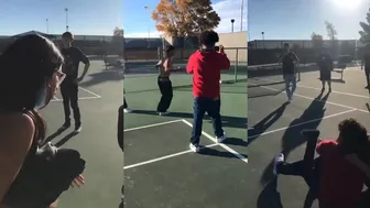 Dude In Black Shirt Defends Gf At High School Fight In Cali