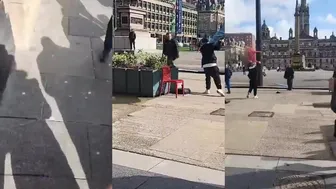 Big Pigeon Protector: Dude Knocked Two Guys Out!