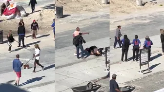 Venice Beach Fights Lady With A Bat