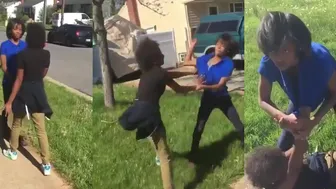 Crazy Ass Girl Fight Outside Of School For Talking shit