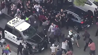 Anti-lgbt protesters attack parents outside ca schoolboard meeting.%%