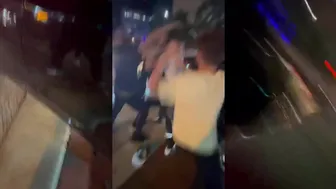 Distracted Driver Jumps Back Into The Crosswalk After Nearly Running Over A Grou