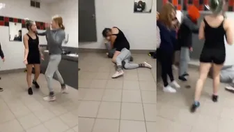 Girls At The Restroom Fight