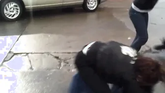 Crazy gas station fight