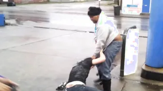 Crazy gas station fight
