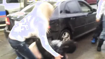 Crazy gas station fight