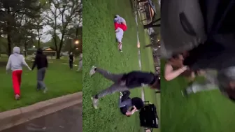 Girl vs Girl In Red Pants & Black Hoodie BSFs
