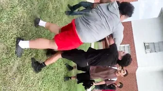 Friends Engage In A School Fight