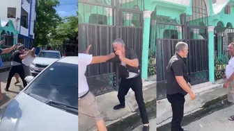 Dominicans Celebrate After Minor Car Collision. Dominican