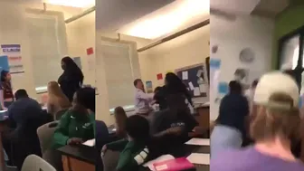 High school girl gets whooped for bullying the other girls blind friend!