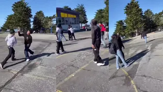 Kid gets His Ass Beat by a Student and Friends Try to Jump In #FightsVideos