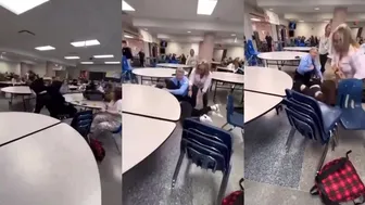 Girl Dumps Drink Then Sneaks In School Fight