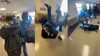 Girl Gets Slammed In Crazy School Fight