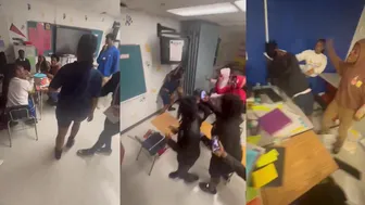 Crazy Ass School Fight In Class