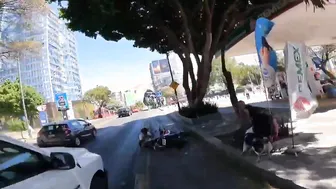 Motorcycle Speeding On A Bicycle Rail