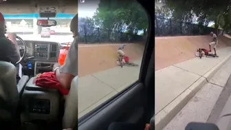 Jumping A Bike Dude From The Car Is Wild ????