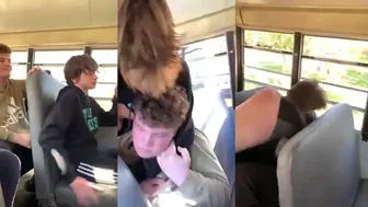 Small Kid Beats The Bully On The School Bus