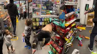 Two Guys FIGHTing At A Gas Station