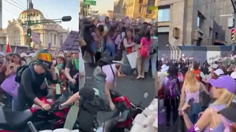 A Guy Defends His Right To Ride Through A Pro-Women Protest In Mexico