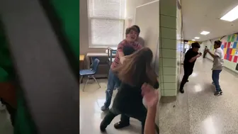 Girl jumps in to fight